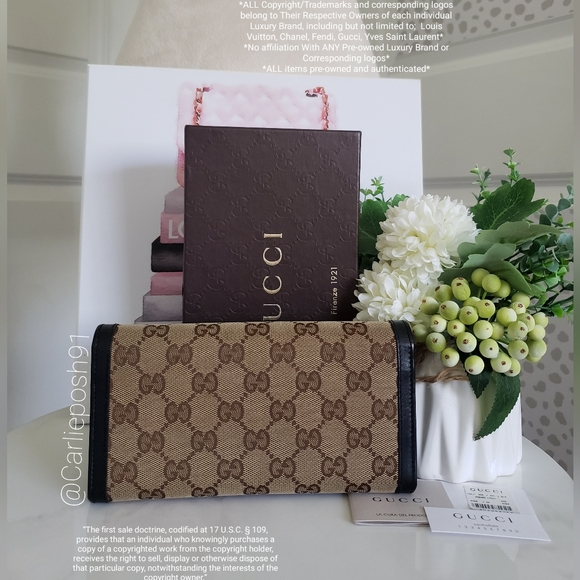 Authentic Pre-owned Gucci Monogram Canvas Studded Flap Wallet - Picture 3 of 15